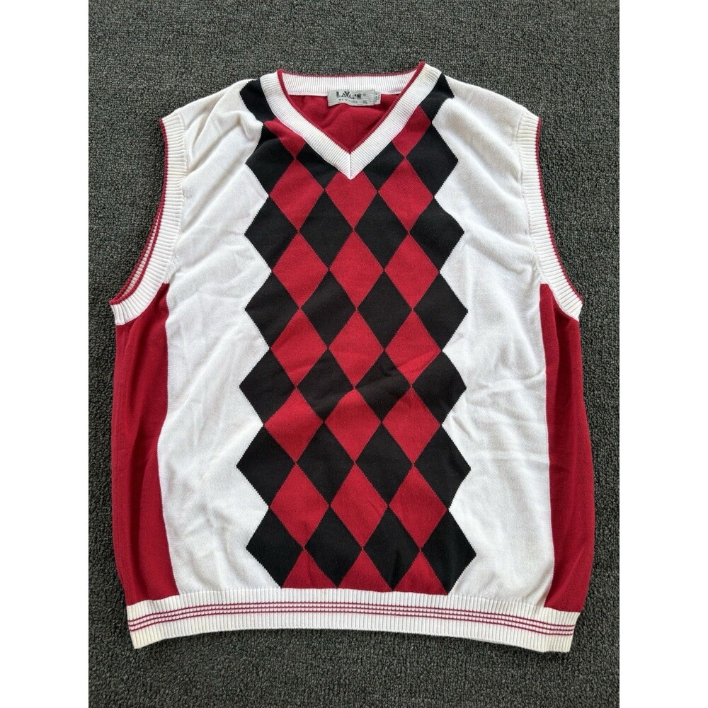 Lavane New York Men’s Red/black/white Sweater Vest Size XL